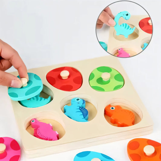 DinoCraft™ - Houten Dinosaurus Puzzelset voor Kleuters
