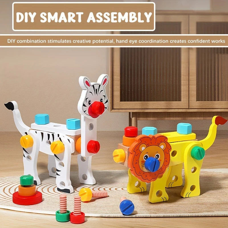TinkerCritters – Houten Dierengereedschap Set voor Kinderen vanaf 3 jaar – Stimuleert Creativiteit en Fijne Motoriek