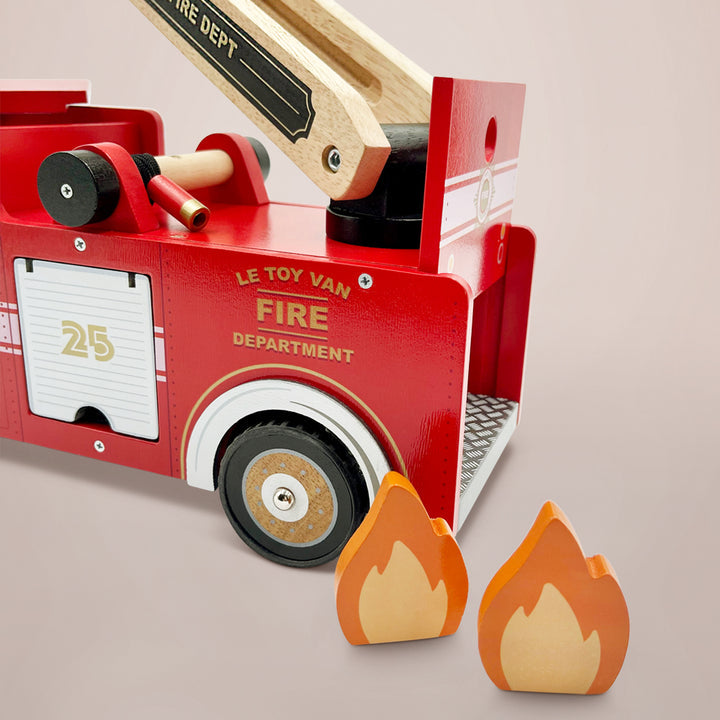 RescueRider – Houten Brandweerwagen Speelgoed voor Kinderen vanaf 18 maanden – Stimuleert Fantasierijk Spel en Motorische Ontwikkeling