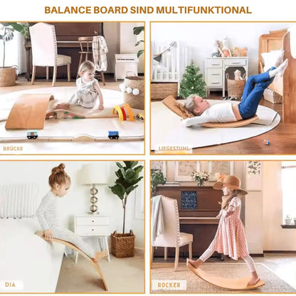 BalancePlay™ – Houten Evenwichtsbord voor Kinderen vanaf 18m+ – Stimuleert Balans, Spierkracht & Creatief Spel