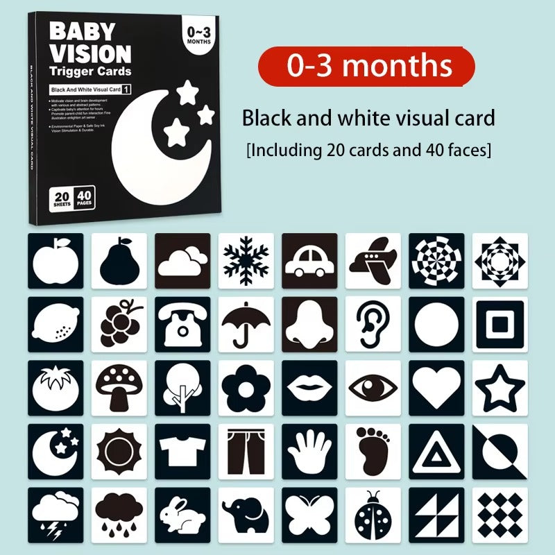 BrightPeek Contrastkaarten voor Baby’s – Zwart-Wit Stimulerend – Vanaf 0 Maanden