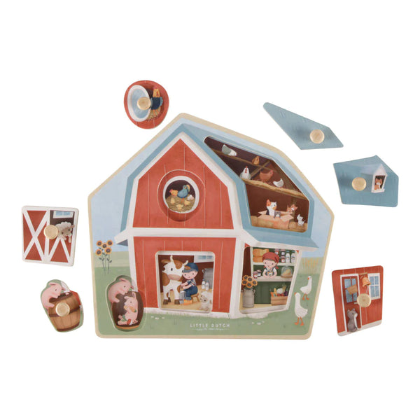 PuzzlePals – Houten Boerderijpuzzel voor Kinderen vanaf 12 maanden – Stimuleert Dierherkenning en Motorische Vaardigheden