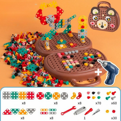 PuzzleCraft - STEM Bouwspeelgoed Set met Boor & Schroeven - Creatieve Puzzel Bouwset - Voor kinderen vanaf 3 jaar