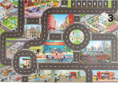 ZoomTown™ – Opvouwbare Auto Avonturen Speelmat Set met Speelgoedvoertuigen – Voor Leeftijd 3+