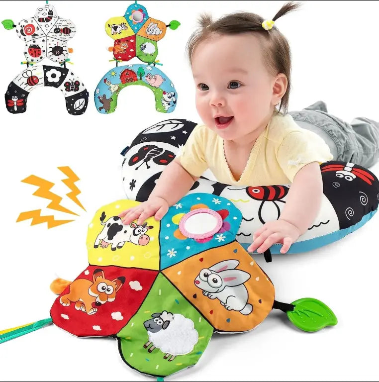 TummyTale sensorisch babyboek met zwart-wit patronen en bijthoekjes