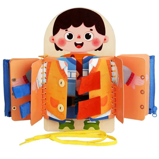 DressUpBoek – Montessori Aankleedvaardigheden Boek voor Kinderen vanaf 2 jaar – Bevordert Zelfstandigheid, Focus & Fijne Motoriek