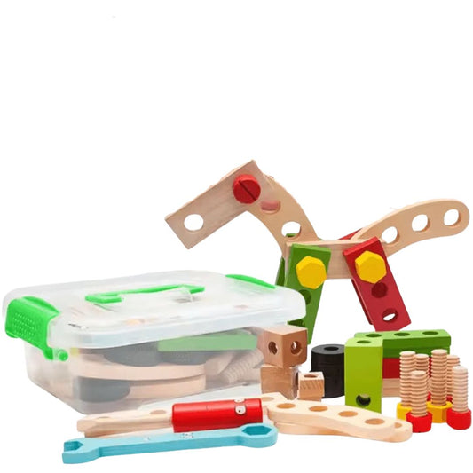 CraftieNest™ – Houten Gereedschapskist Voor Kinderen Vanaf 3 Jaar – Stimuleert Creativiteit En Fijne Motoriek