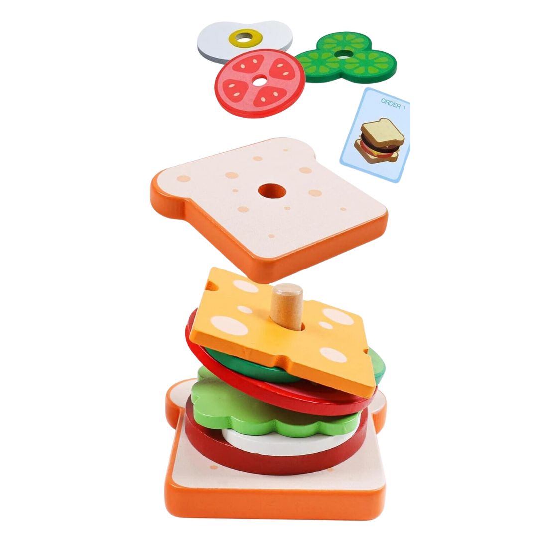 Stack & Snack – Houten Sandwich Stapelspeelgoed voor Kinderen vanaf 3 Jaar – Stimuleert Creativiteit