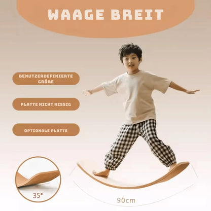 BalancePlay™ – Houten Evenwichtsbord voor Kinderen vanaf 18m+ – Stimuleert Balans, Spierkracht & Creatief Spel