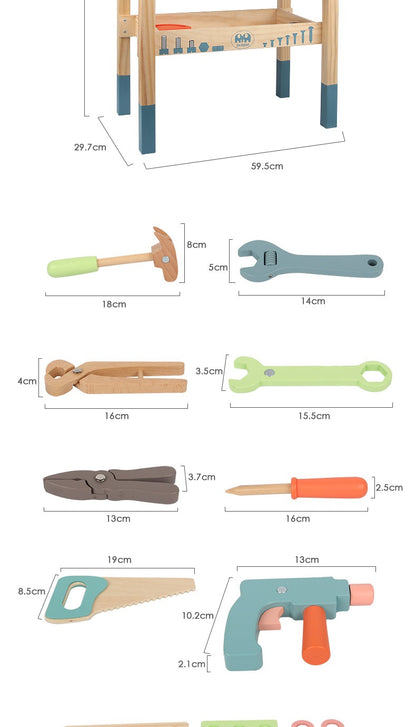 LittleHandyman – Houten Gereedschapsbank Set voor Kinderen vanaf 3 jaar – Stimuleert Creativiteit en Fijne Motoriek