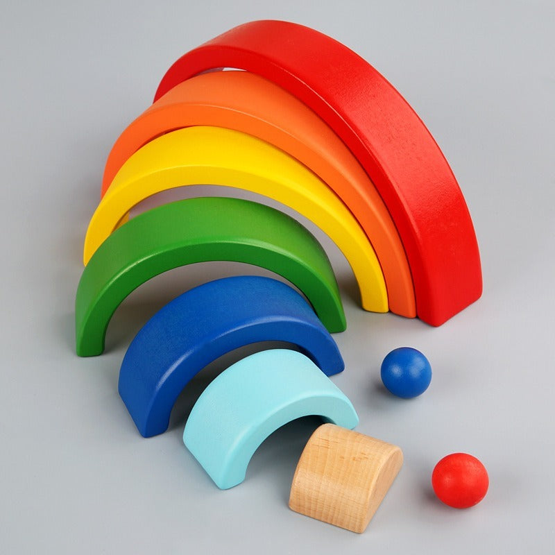 RainbowStack – Grote Houten Regenboogstapel voor Kinderen vanaf 3 Jaar – Stimuleert Creatief Bouwen