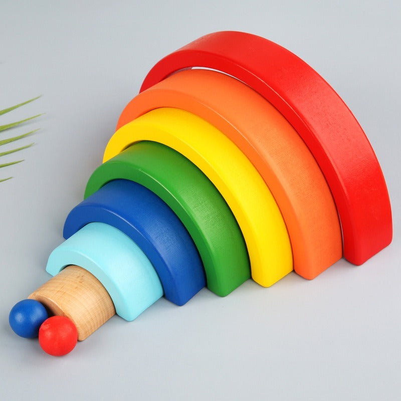 RainbowStack – Grote Houten Regenboogstapel voor Kinderen vanaf 3 Jaar – Stimuleert Creatief Bouwen
