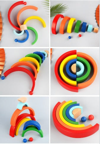RainbowStack – Grote Houten Regenboogstapel voor Kinderen vanaf 3 Jaar – Stimuleert Creatief Bouwen
