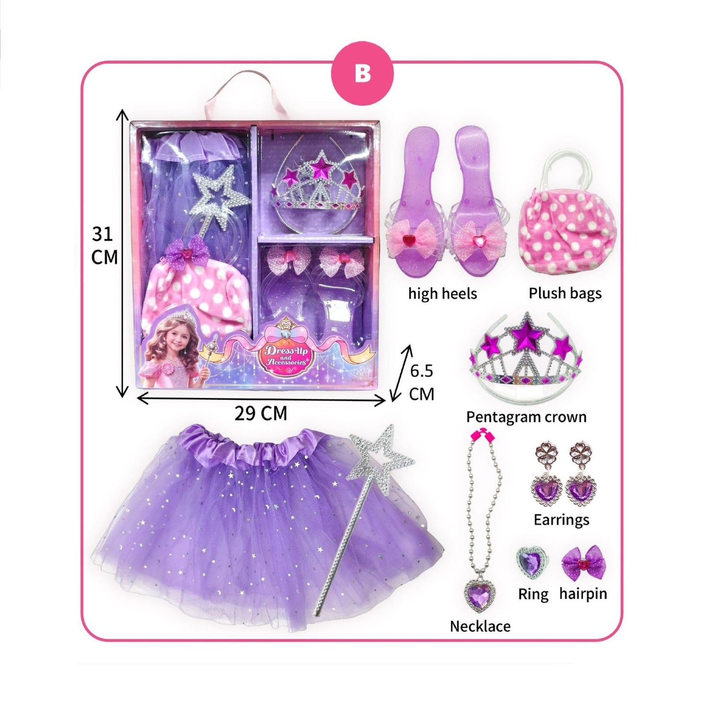 LittlePrincess™ – Verkledingschoenen & Accessoireset | Tiara, Sieraden, Fantasiespel | Leeftijd 3–6 jaar