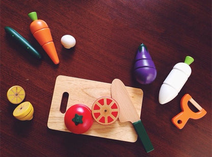 CuttiChop™ – Houten Snijgroente Set | Fantasie Keuken Speelgoed | Montessori | 2–6 Jaar