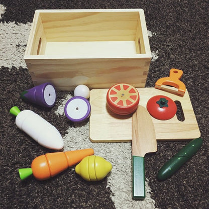 CuttiChop™ – Houten Snijgroente Set | Fantasie Keuken Speelgoed | Montessori | 2–6 Jaar