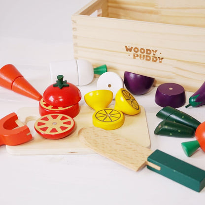 CuttiChop™ – Houten Snijgroente Set | Fantasie Keuken Speelgoed | Montessori | 2–6 Jaar