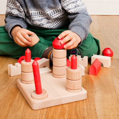 CastleStackle – Houten Stapelaar voor Kinderen vanaf 3 Jaar – Stimuleert Creatief Denken & Fijne Motoriek Verbeteren