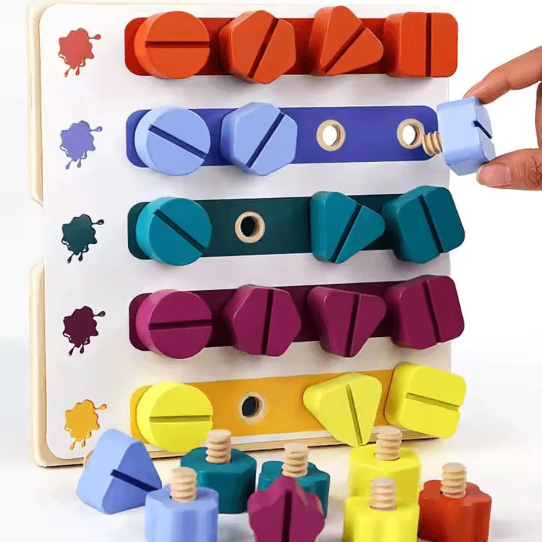 ColorScrew™ – Houten Schroefbord Voor Kinderen Vanaf 3 Jaar – Verbetert Fijne Motoriek