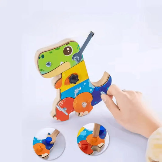 PlayCraft™ – Dinosaur Schroefbord Voor Kinderen Vanaf 3 Jaar – Verbetert Fijne Motoriek