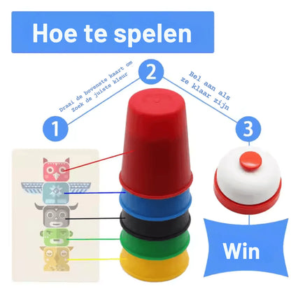 StackMaster™ – Snel Stapelspel Voor Kinderen Vanaf 6 Jaar – Verbetert Hand-Oog Coördinatie