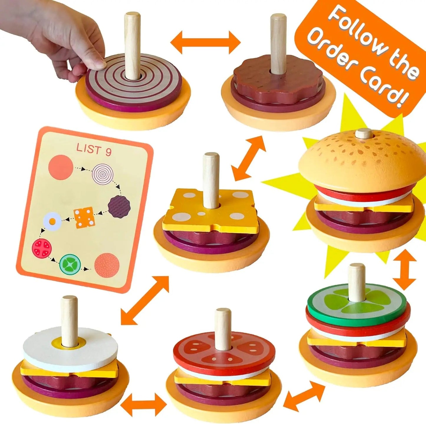 Stack & Snack – Houten Sandwich Stapelspeelgoed voor Kinderen vanaf 3 Jaar – Stimuleert Creativiteit