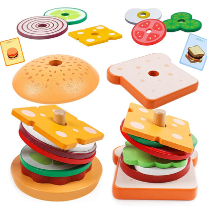 Stack & Snack – Houten Sandwich Stapelspeelgoed voor Kinderen vanaf 3 Jaar – Stimuleert Creativiteit