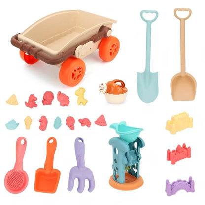SandRoller Strandkar Zand Speelgoed Set met Emmer, Schep en Vormen – Voor Kinderen vanaf 3 Jaar!