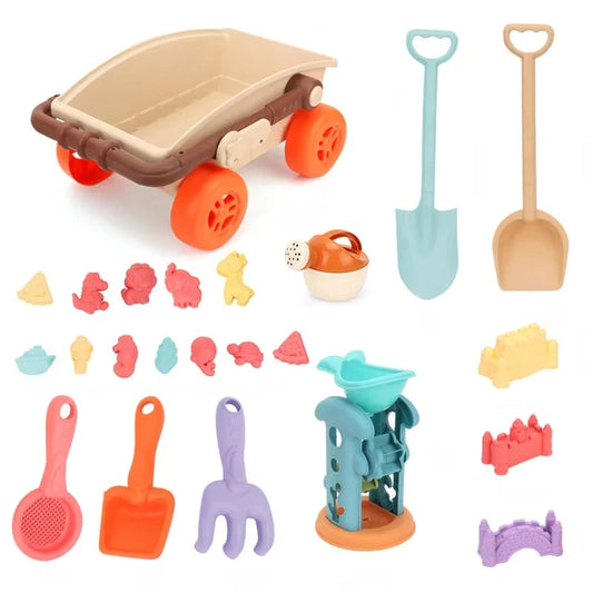 SandRoller Strandkar Zand Speelgoed Set met Emmer, Schep en Vormen – Voor Kinderen vanaf 3 Jaar!