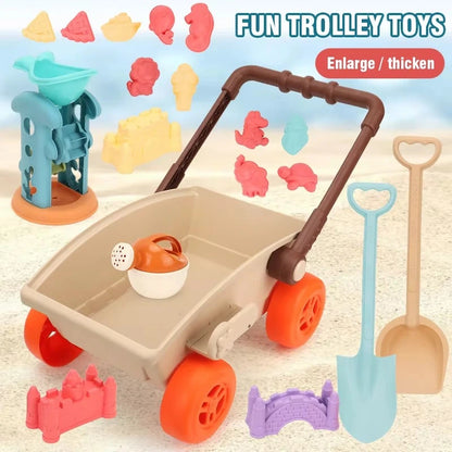 SandRoller Strandkar Zand Speelgoed Set met Emmer, Schep en Vormen – Voor Kinderen vanaf 3 Jaar!