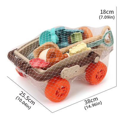 SandRoller Strandkar Zand Speelgoed Set met Emmer, Schep en Vormen – Voor Kinderen vanaf 3 Jaar!