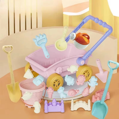 SandRoller Strandkar Zand Speelgoed Set met Emmer, Schep en Vormen – Voor Kinderen vanaf 3 Jaar!