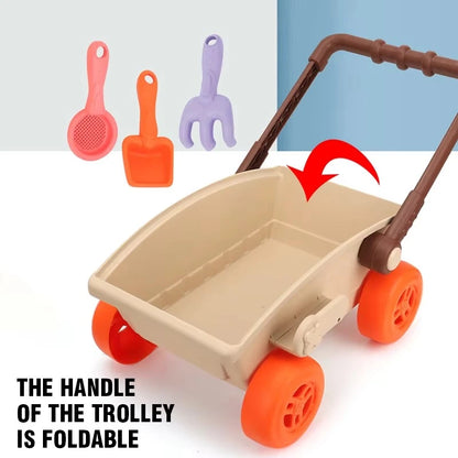 SandRoller Strandkar Zand Speelgoed Set met Emmer, Schep en Vormen – Voor Kinderen vanaf 3 Jaar!