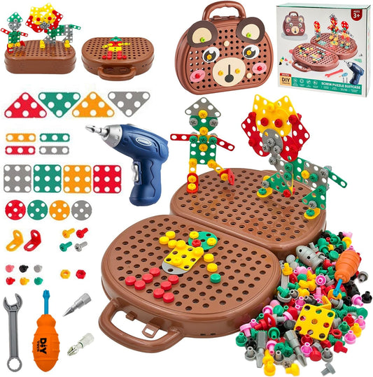 PuzzleCraft - STEM Bouwspeelgoed Set met Boor & Schroeven - Creatieve Puzzel Bouwset - Voor kinderen vanaf 3 jaar
